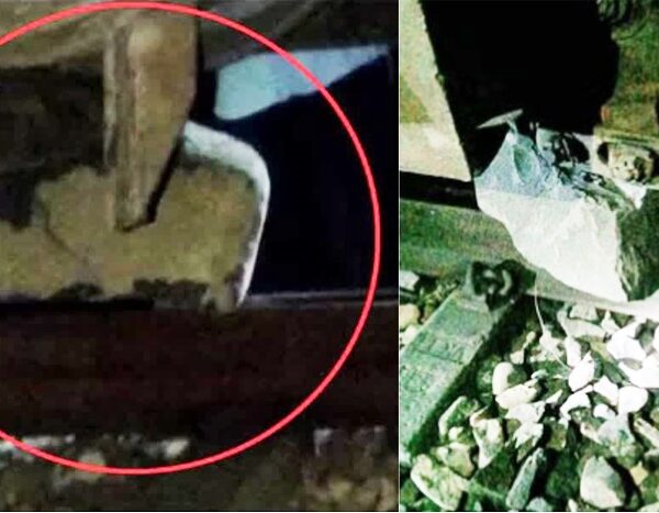 मुरादाबाद : रेलवे टैक पर कहां से आया 100 किलो का पत्थर, यह ट्रेन पटलने की साजिश तो नहीं !