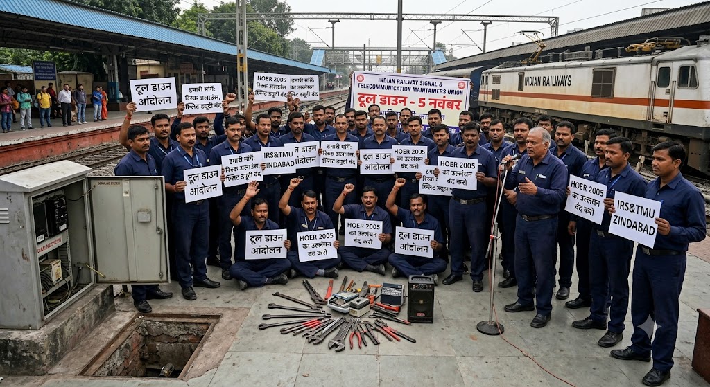 रेलवे में बड़े आंदोलन की आहट: 5 नवंबर को ‘टूल डाउन’ पर जा सकते हैं सिग्नल और टेलीकॉम कर्मचारी, ठप पड़ सकती हैं ट्रेनें