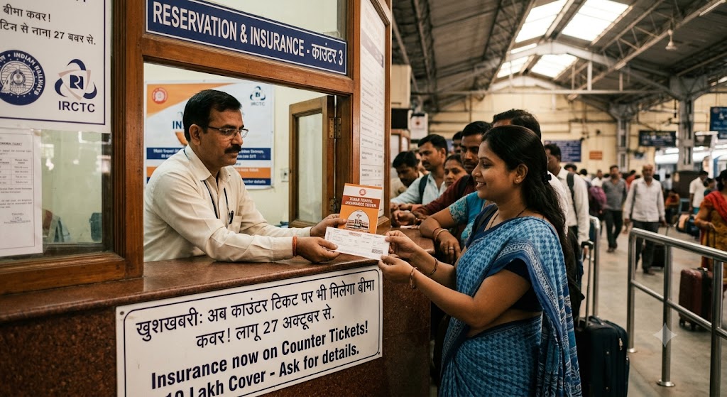 ट्रेन यात्रियों के लिए बड़ा अपडेट: अब काउंटर टिकट पर भी मिलेगा बीमा कवर, 27 अक्टूबर से नया नियम लागू