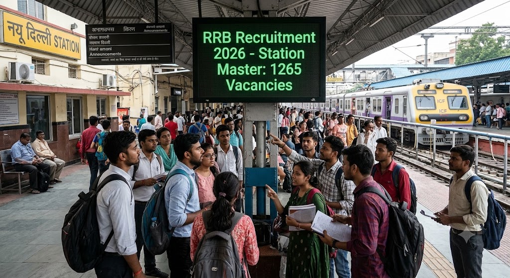 रेलवे में नौकरी का अवसर: स्टेशन मास्टर के 1265 पदों पर भर्ती का शानदार मौका, ग्रेजुएट्स के लिए खुला आवेदन का रास्ता